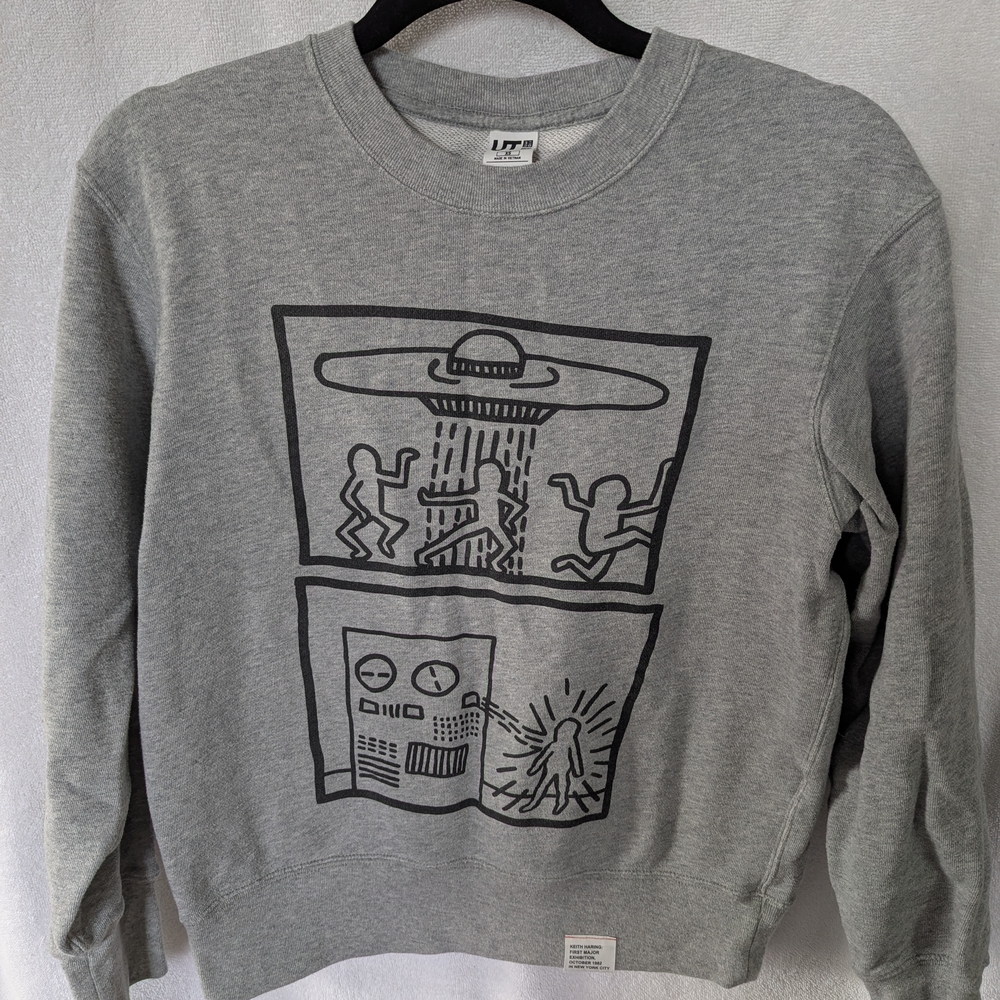 UNI QLO X Keith Haring Gray Graphic Sweatshirt